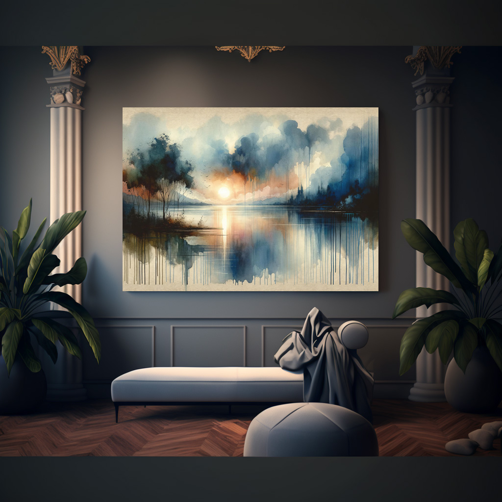 Poster: Watercolor Lake at Sunset – Bild 3