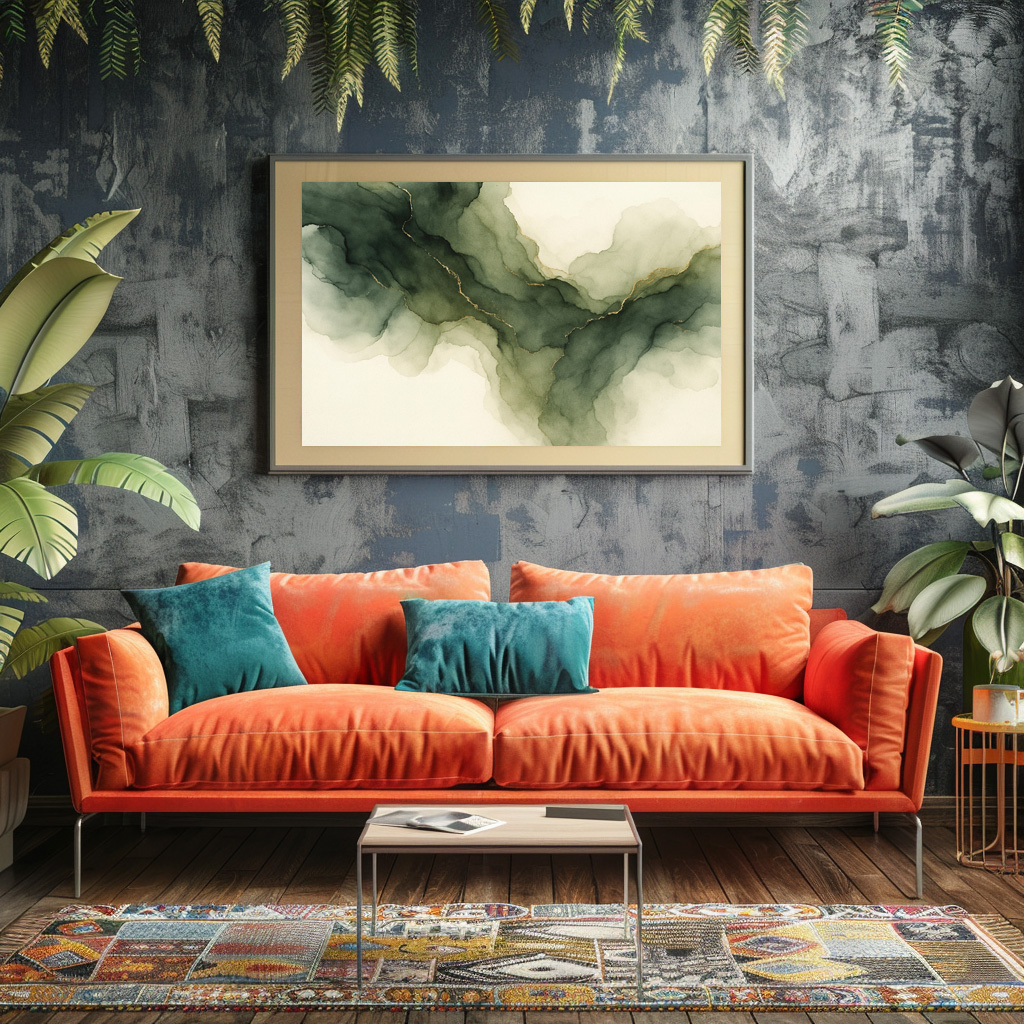 Poster: Moss Green Gold Flow – Image 2