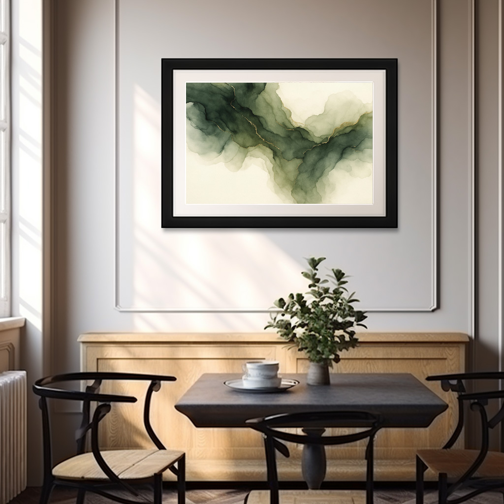 Poster: Moss Green Gold Flow