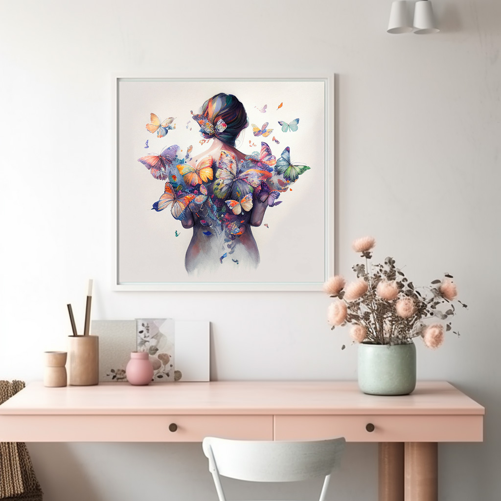 Poster: Watercolor Butterfly Embrace
