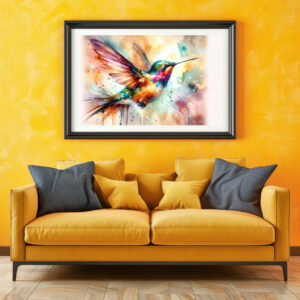 Poster: Iridescent Hummingbird Mid Flight