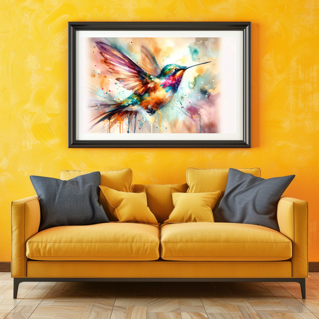 Poster: Iridescent Hummingbird Mid Flight