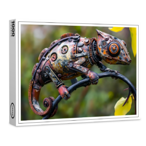 raxxa Premium-Puzzle: Metal Chameleon on Branch twig sitting