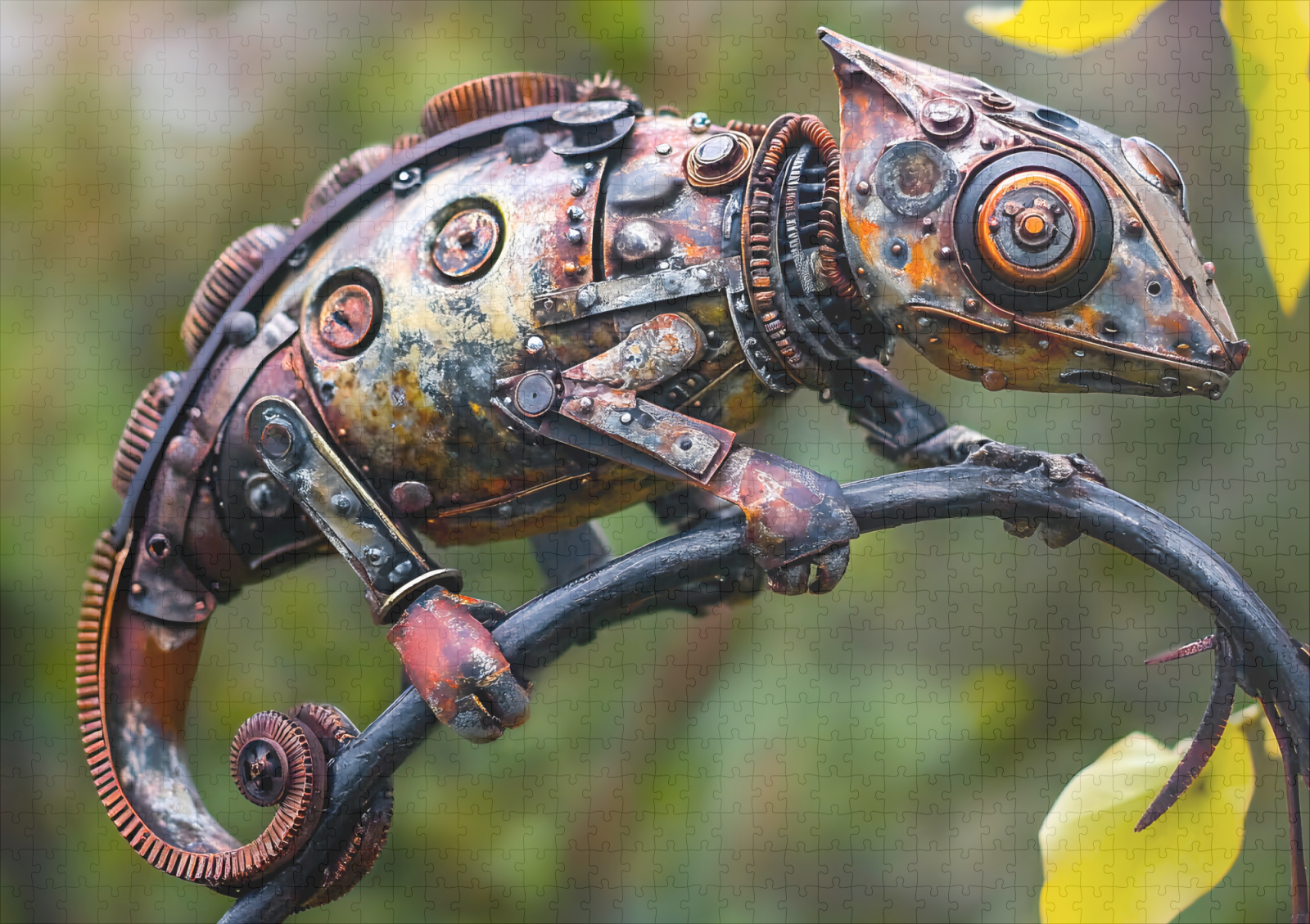 raxxa Premium-Puzzle: Metal Chameleon on Branch twig sitting – Image 2