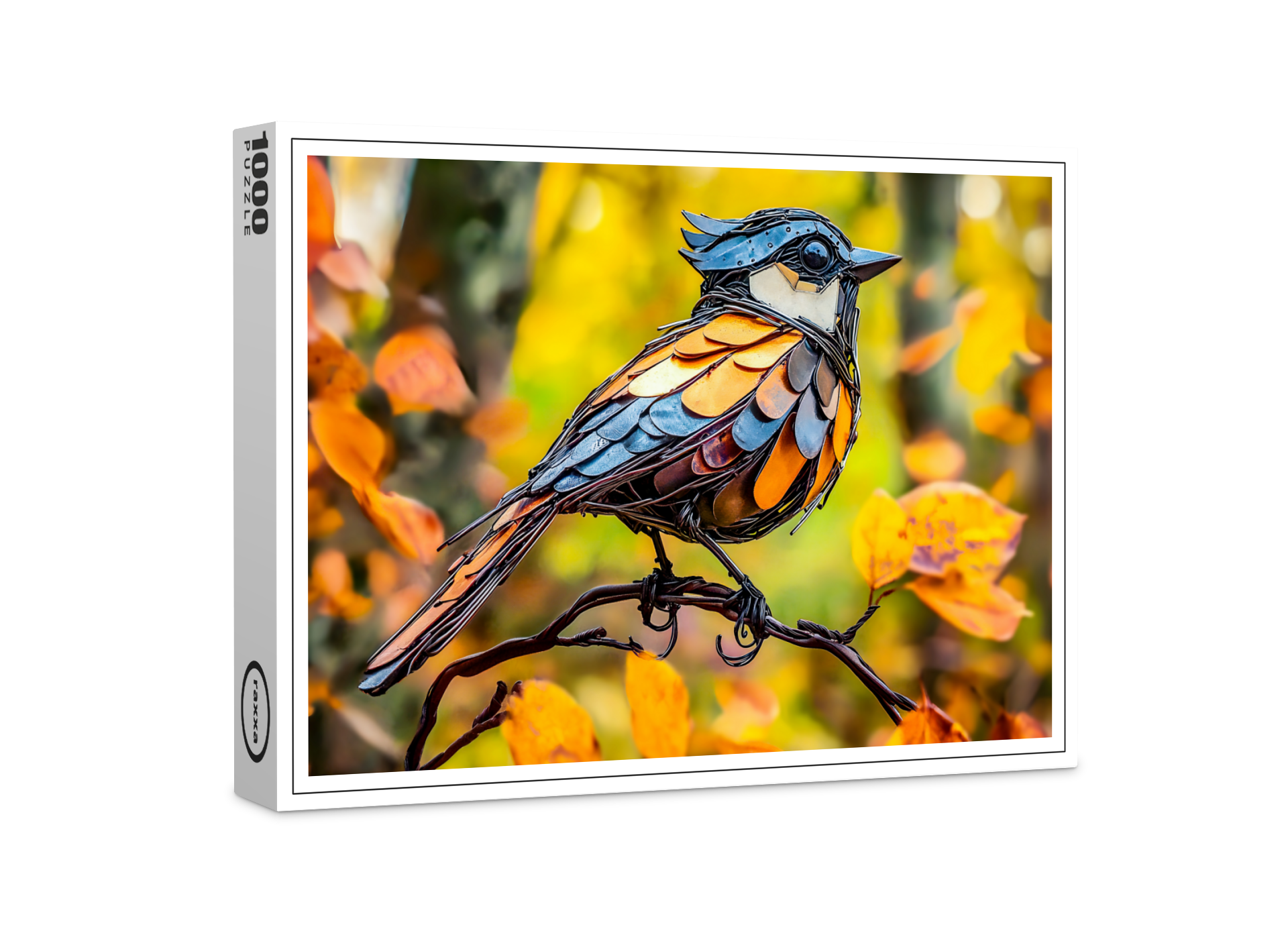 raxxa Premium-Puzzle: Metal Blue Tit on Branch