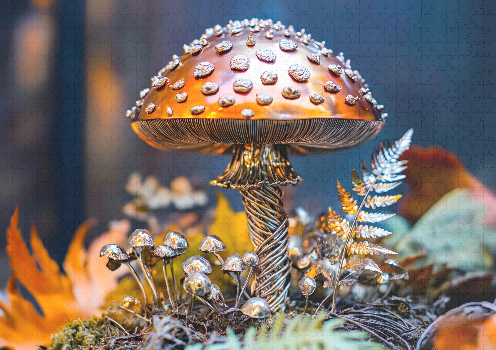 raxxa Premium-Puzzle: Metal Toadstool Garden Decor mushroom - Image 2