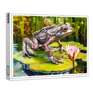 raxxa Premium-Puzzle: Metal Frog on Water Lily