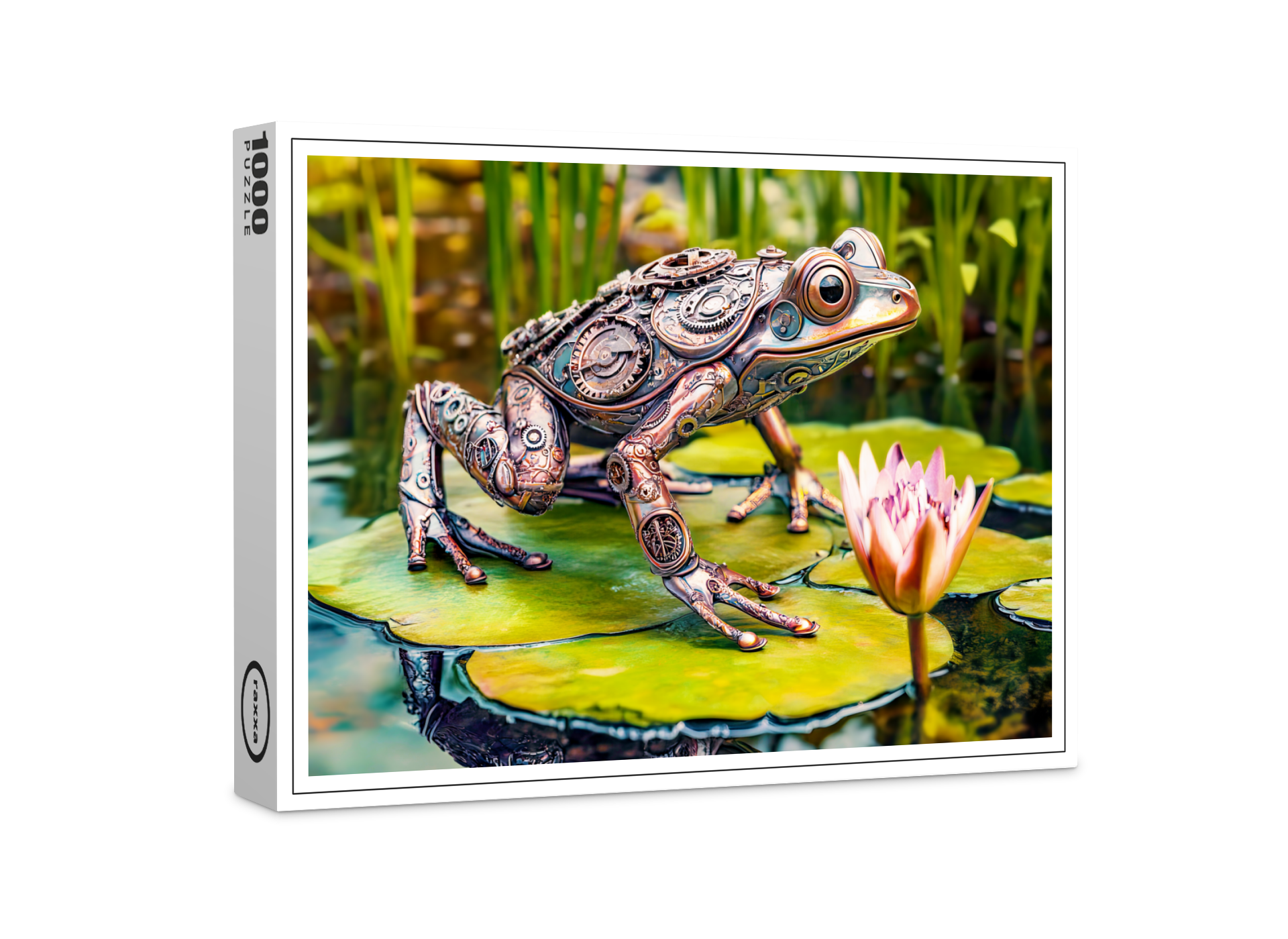 raxxa Premium-Puzzle: Metal Frog on Water Lily