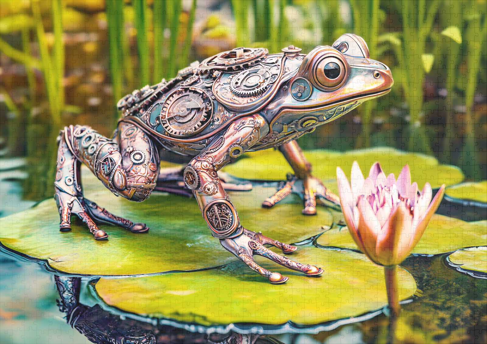 raxxa Premium-Puzzle: Metal Frog on Water Lily – Bild 2