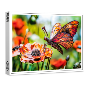 raxxa Premium-Puzzle: Metal Butterfly on Poppy flower