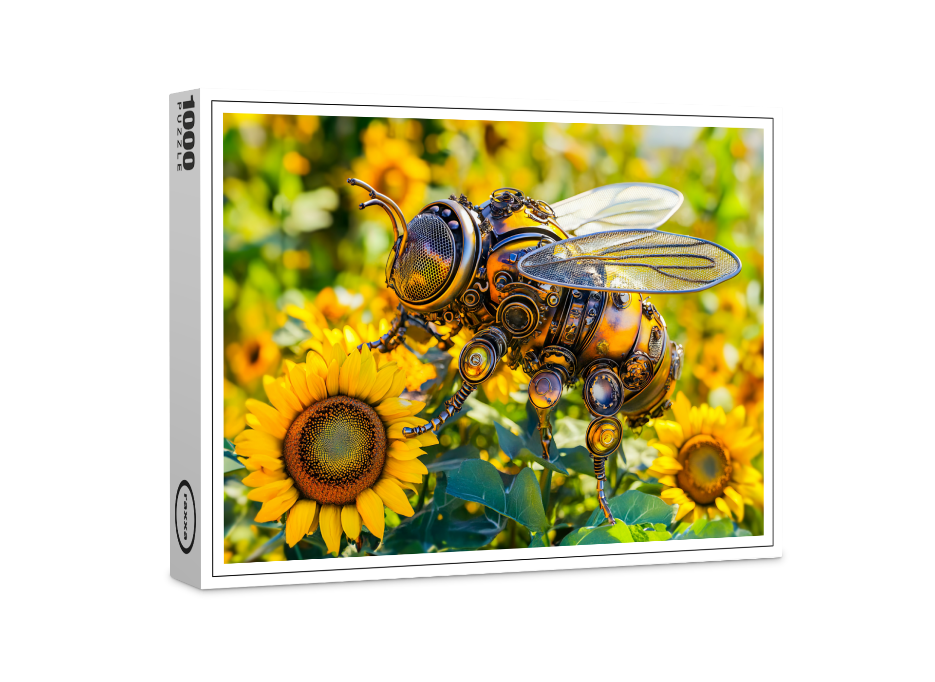 raxxa Premium-Puzzle: Metal Bumblebee on Sunflower in Summer