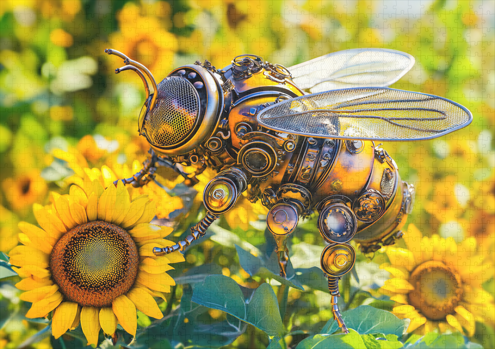 raxxa Premium-Puzzle: Metal Bumblebee on Sunflower in Summer – Bild 2