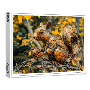 raxxa Premium-Puzzle: Metal Squirrel on Branch in autumn