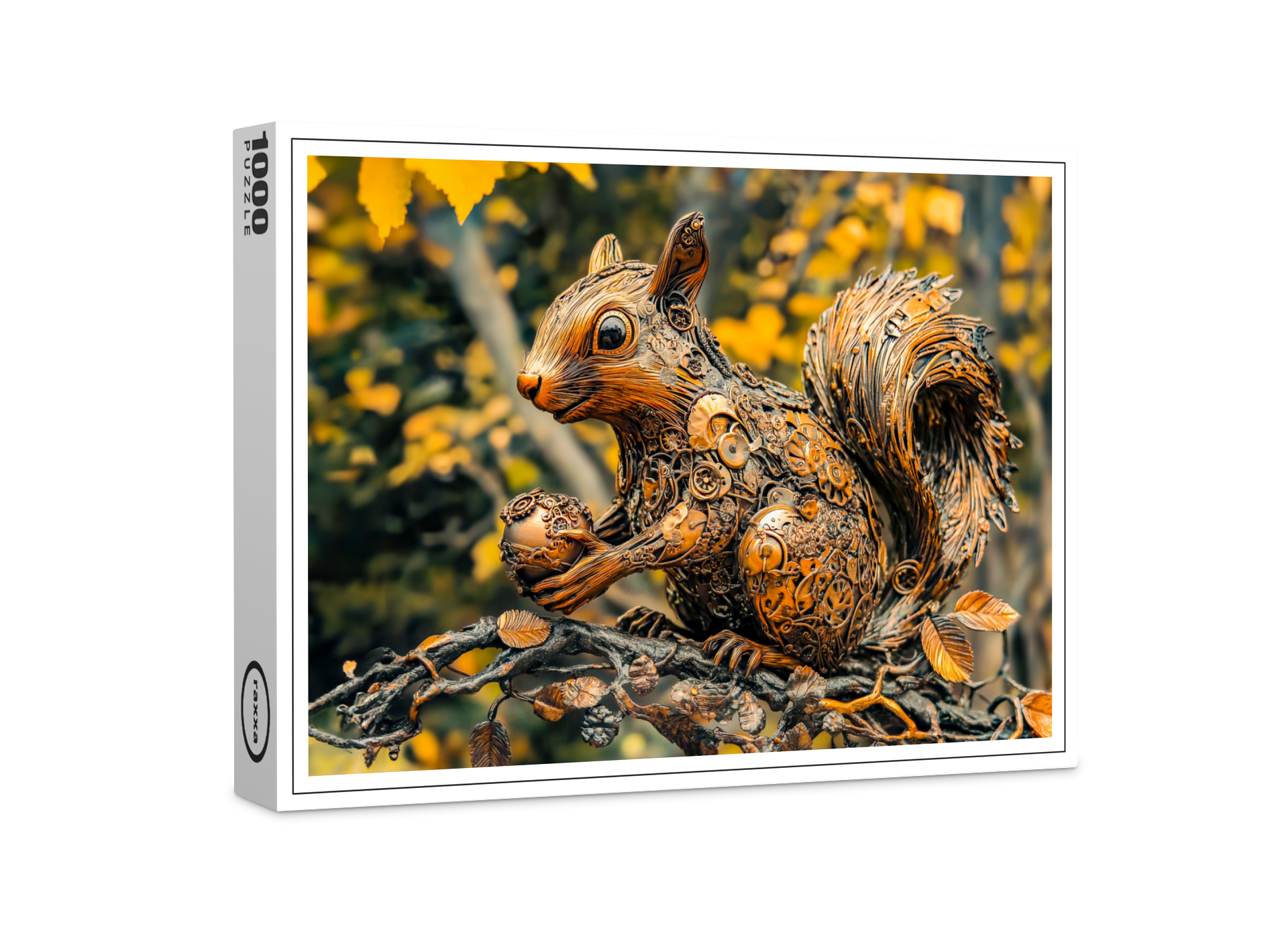 raxxa Premium-Puzzle: Metal Squirrel on Branch in autumn