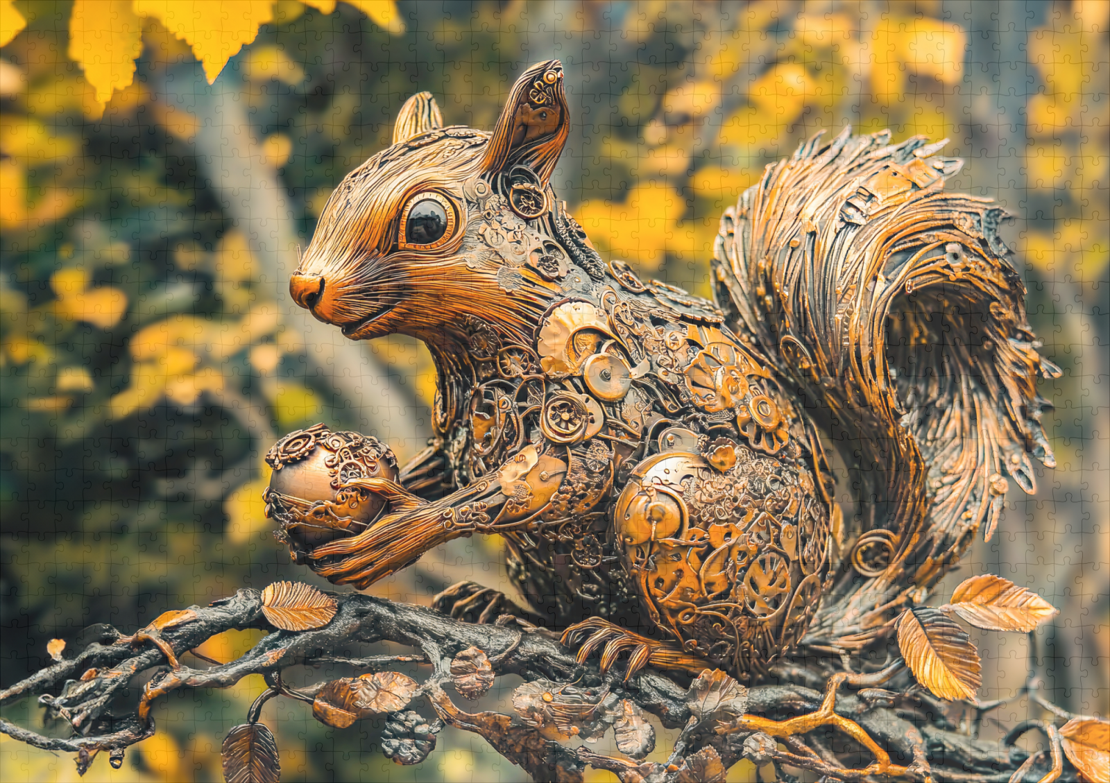 raxxa Premium-Puzzle: Metal Squirrel on Branch in autumn - immagine 2
