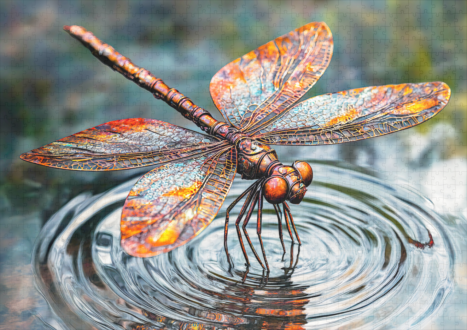 raxxa Premium-Puzzle: Metal Dragonfly Over Water - Image 2