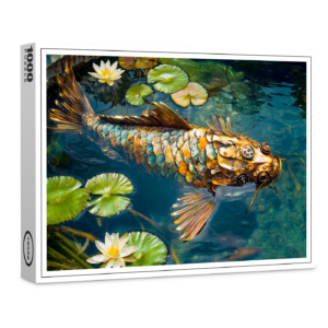 raxxa Premium-Puzzle: Metal Koi in Pond and water lilith
