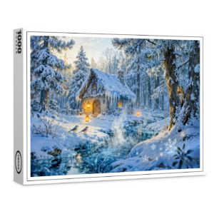 raxxa Premium-Puzzle: Winter Cottage by the Forest Stream