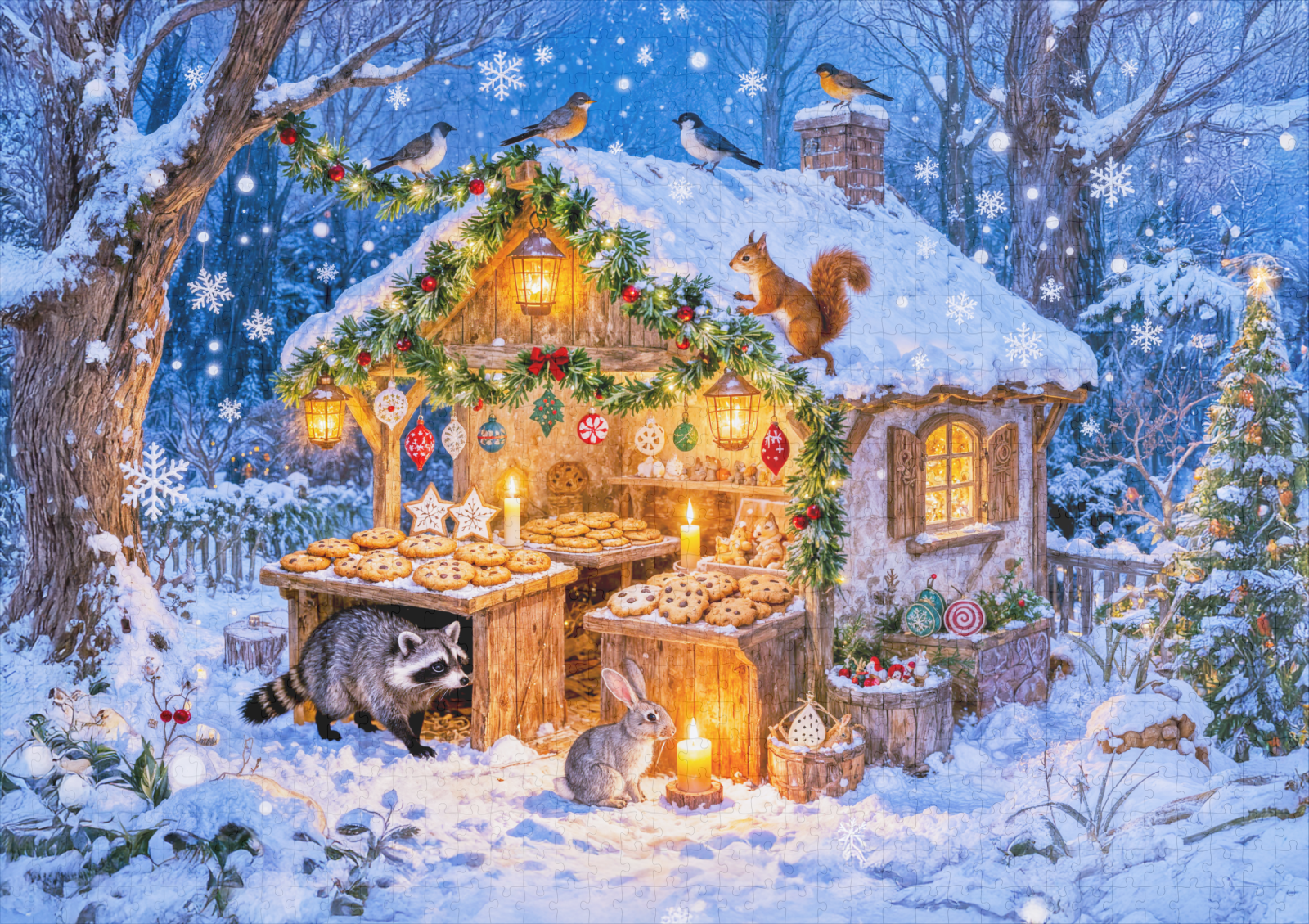 raxxa Premium-Puzzle: Gingerbread Cottage in the Snow - immagine 2
