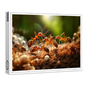 raxxa Premium-Puzzle: busy ant colony working together to carry tiny pieces of food back to their underground nest