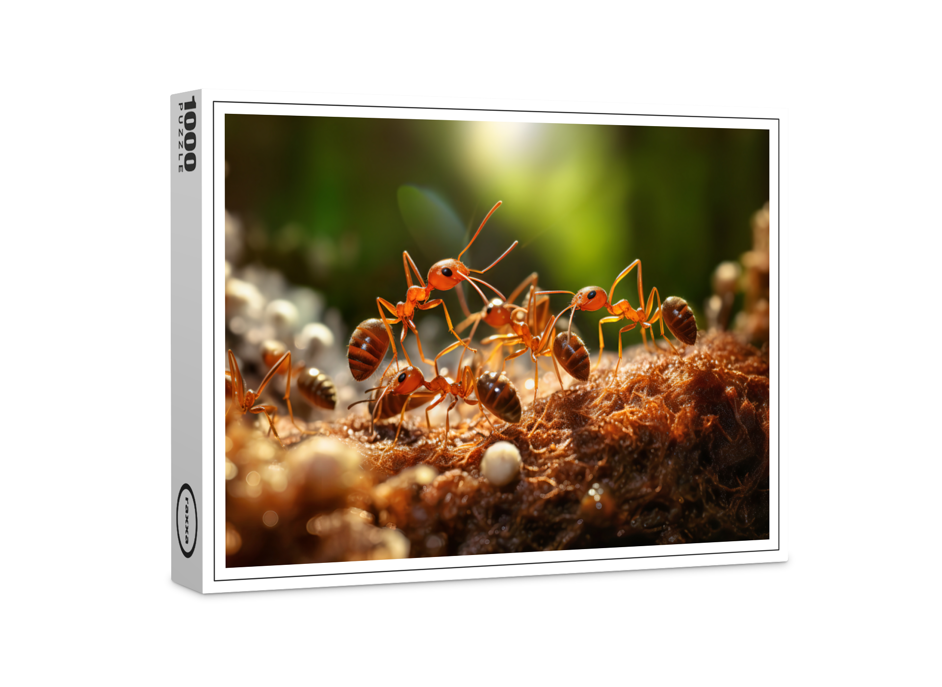 raxxa Premium-Puzzle: busy ant colony working together to carry tiny pieces of food back to their underground nest