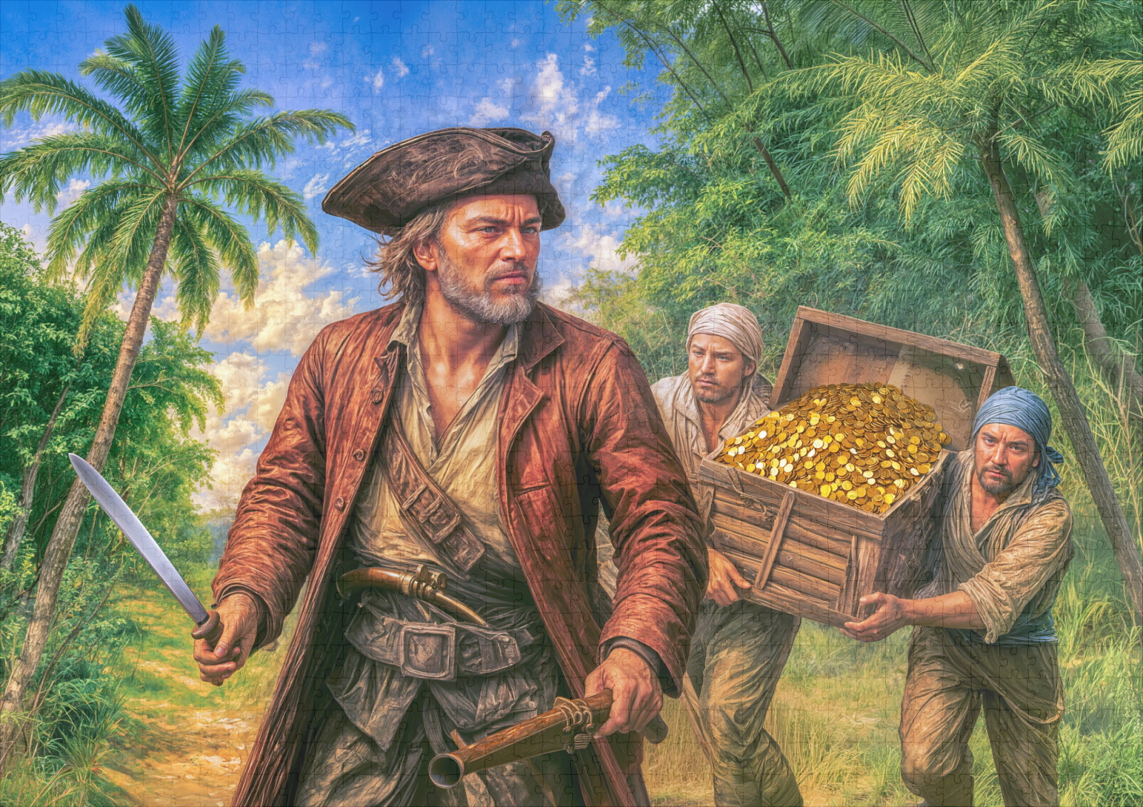 raxxa Premium-Puzzle: Captain Kidd Treasure Island Portrait - immagine 2
