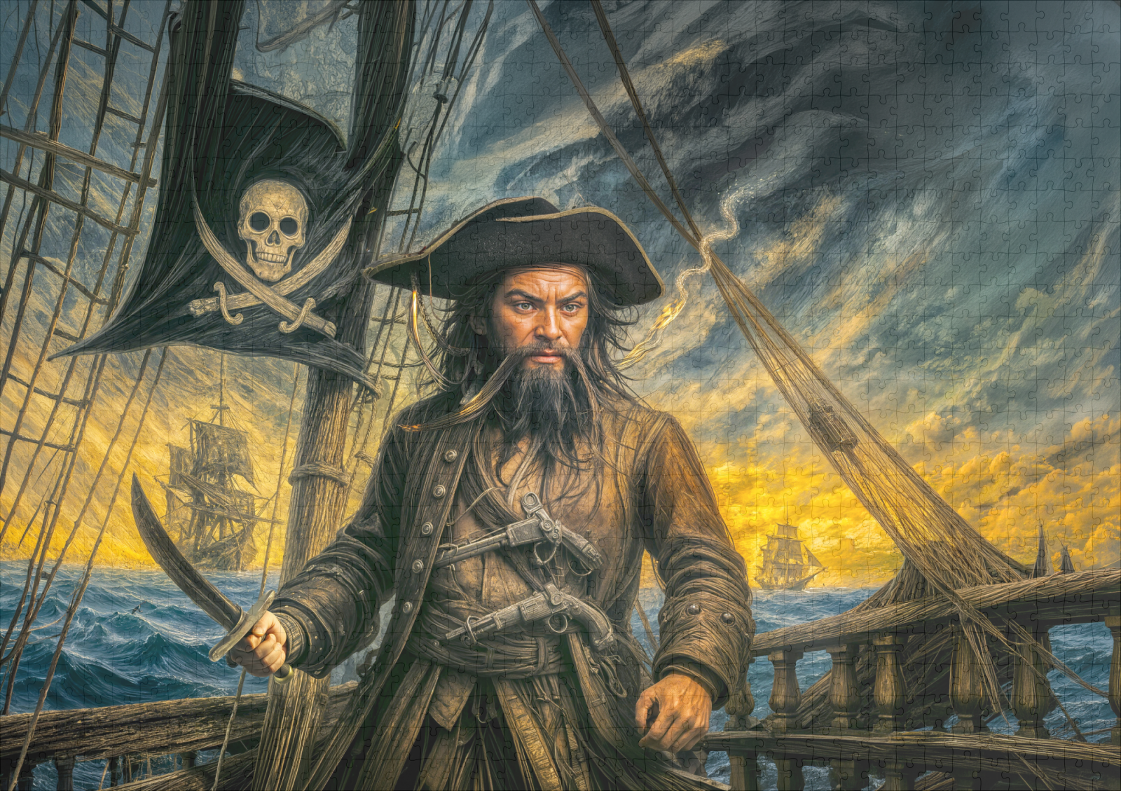 raxxa Premium-Puzzle: Blackbeard Pirate Storm Portrait - Imagen 2