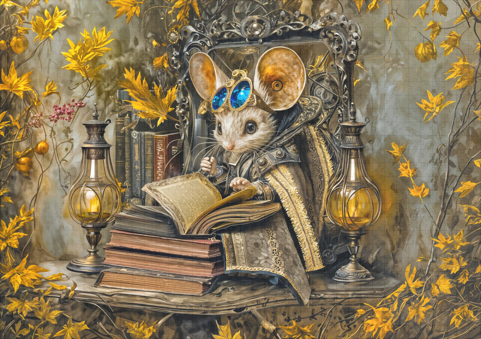 raxxa Premium-Puzzle: Steampunk reading mouse – Bild 2