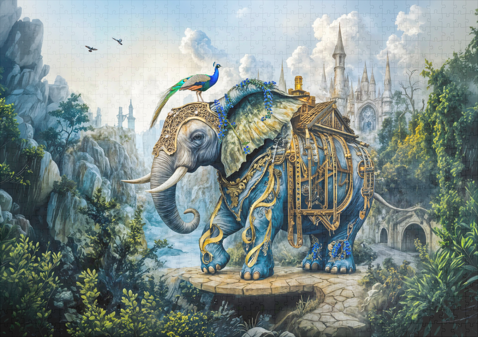 raxxa Premium-Puzzle: Steampunk floral elephant - immagine 2