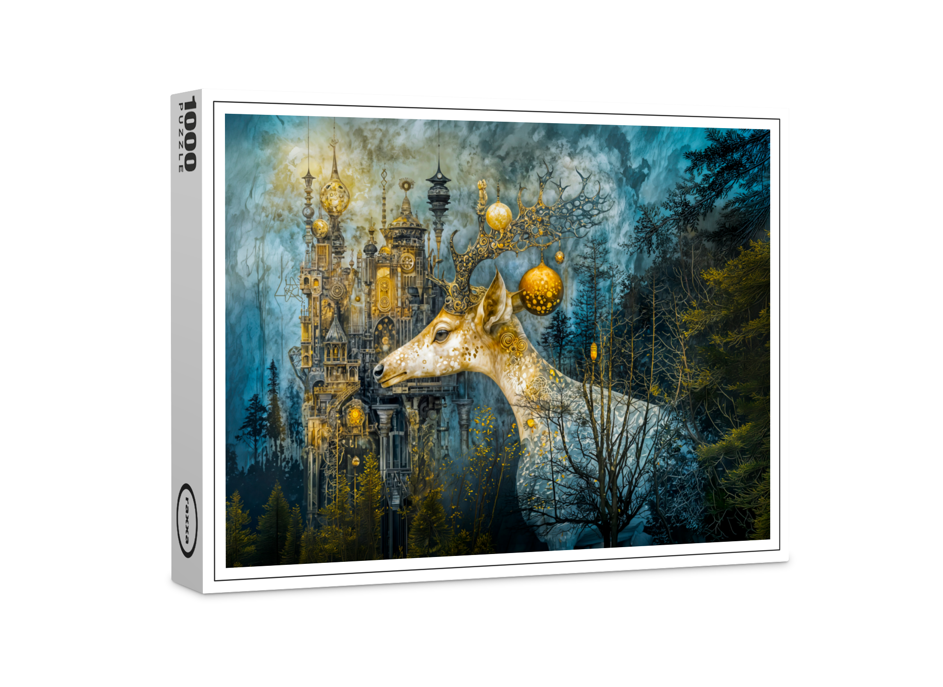 raxxa Premium-Puzzle: Flying castle cats Steampunk night