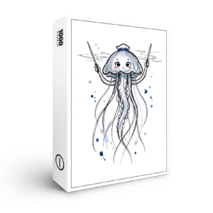 raxxa Premium-Puzzle: Jellyfish Conductor Leading Rhythm in Marine Ink Illustration