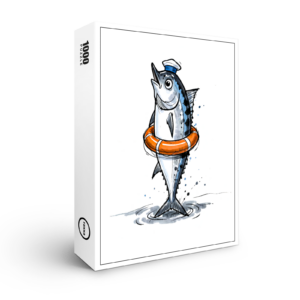 raxxa Premium-Puzzle: Herring with Lifebuoy in Marine Ink Illustration