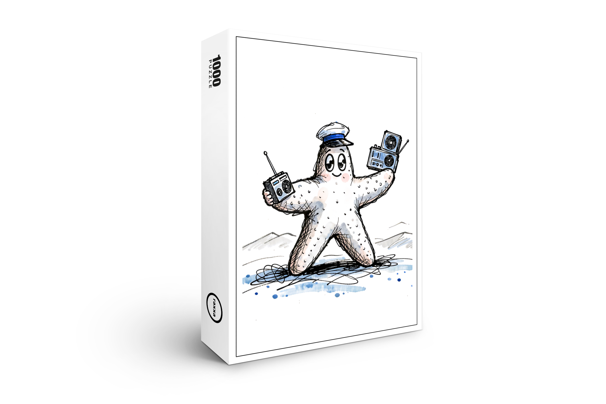 raxxa Premium-Puzzle: Starfish Grooving with Radios in Coastal Ink Illustration