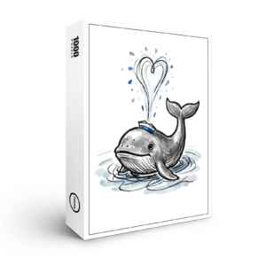 raxxa Premium-Puzzle: Joyful Whale Spraying Heart Fountain Marine Ink Illustration
