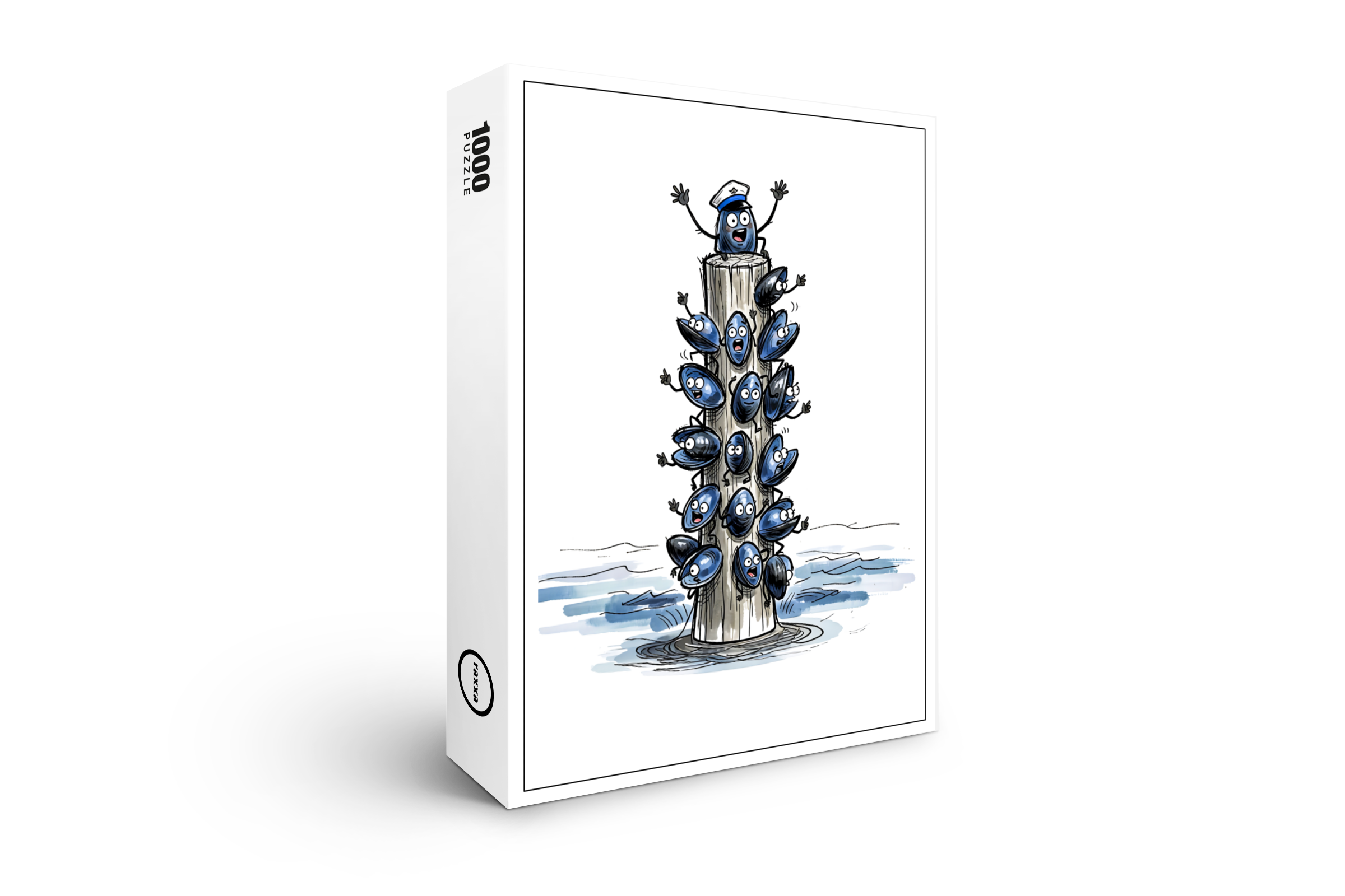 raxxa Premium-Puzzle: Chatty Mussel Gang Talking Together Marine Ink Illustration