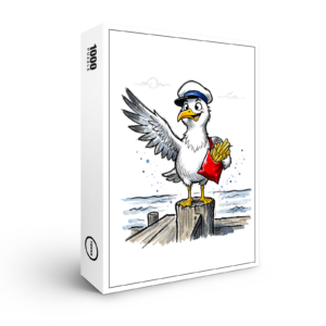 raxxa Premium-Puzzle: Seagull Stealing French Fries Marine Ink Illustration