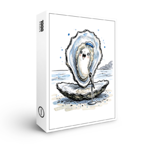 raxxa Premium-Puzzle: Expressive Singing Oyster Performing in Marine Ink Illustration