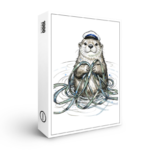raxxa Premium-Puzzle: Sea Otter Holding Kelp in Marine Ink Illustration