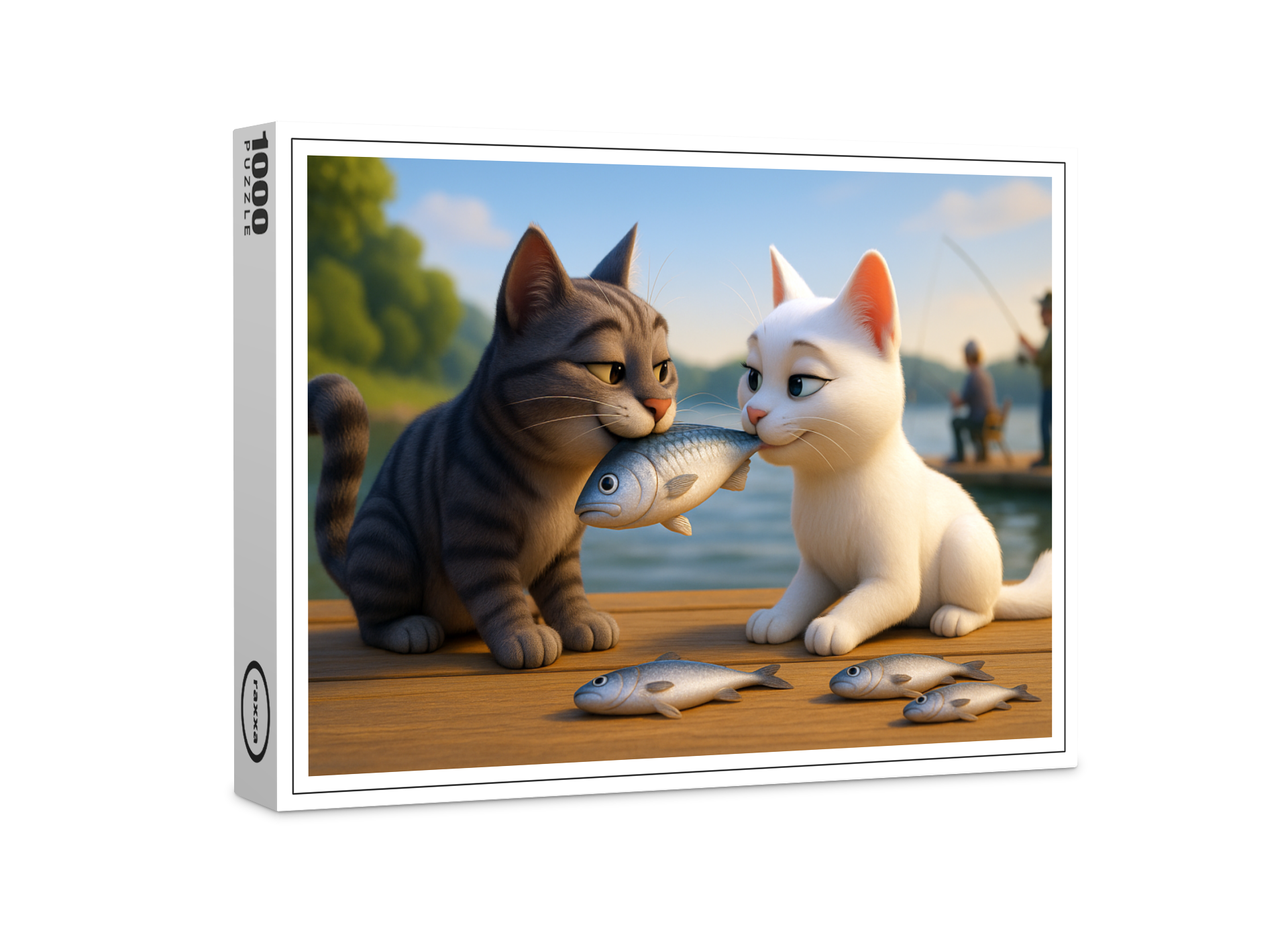 raxxa Premium-Puzzle: Ein Fisch für die große Liebe - Katzenliebe