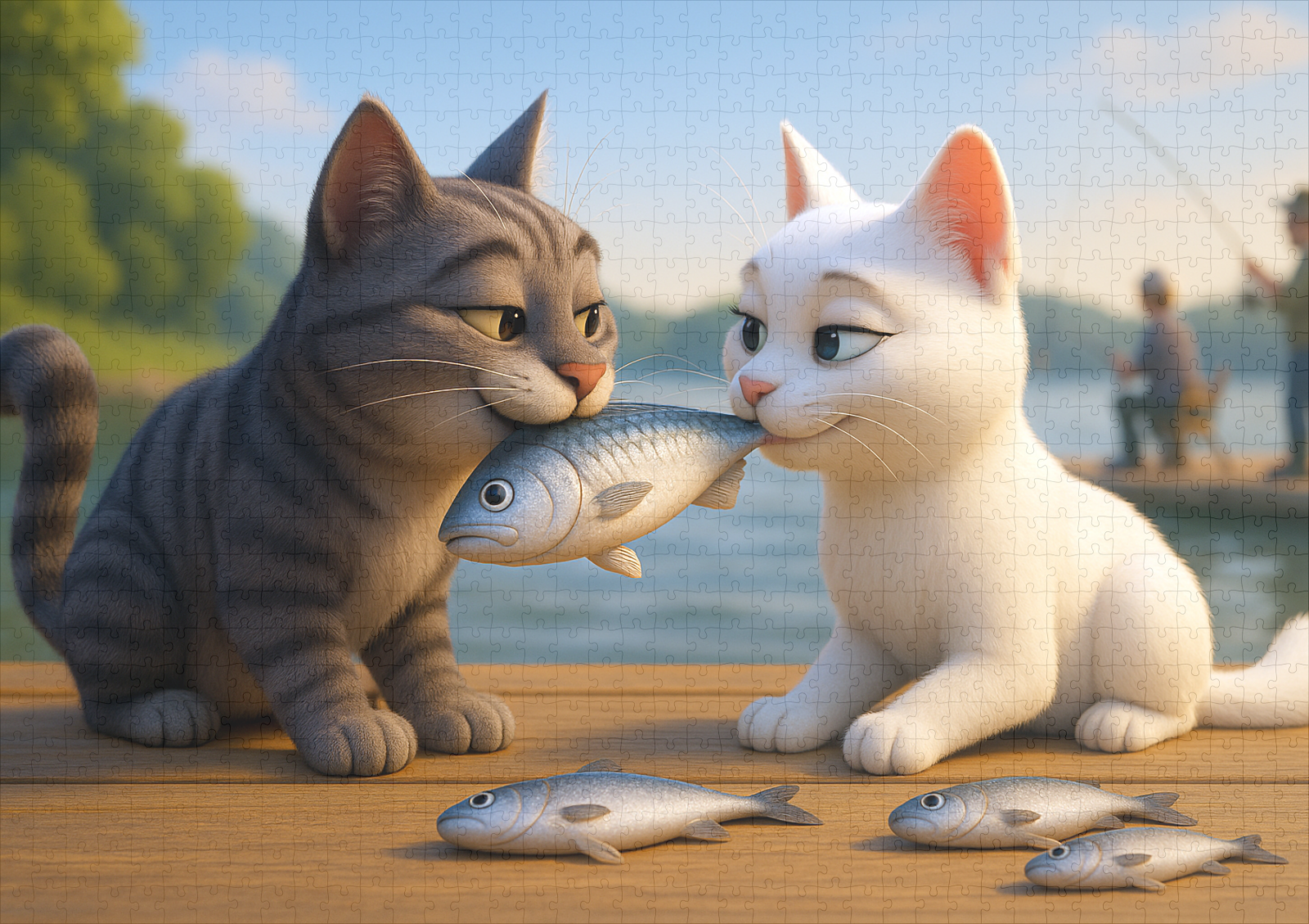 raxxa Premium-Puzzle: Ein Fisch für die große Liebe - Katzenliebe – Image 2