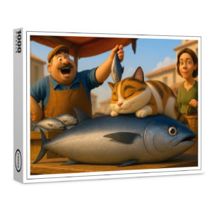 raxxa Premium-Puzzle: MEIN Fisch. Wenn dem Kater der Fischmarkt gehört