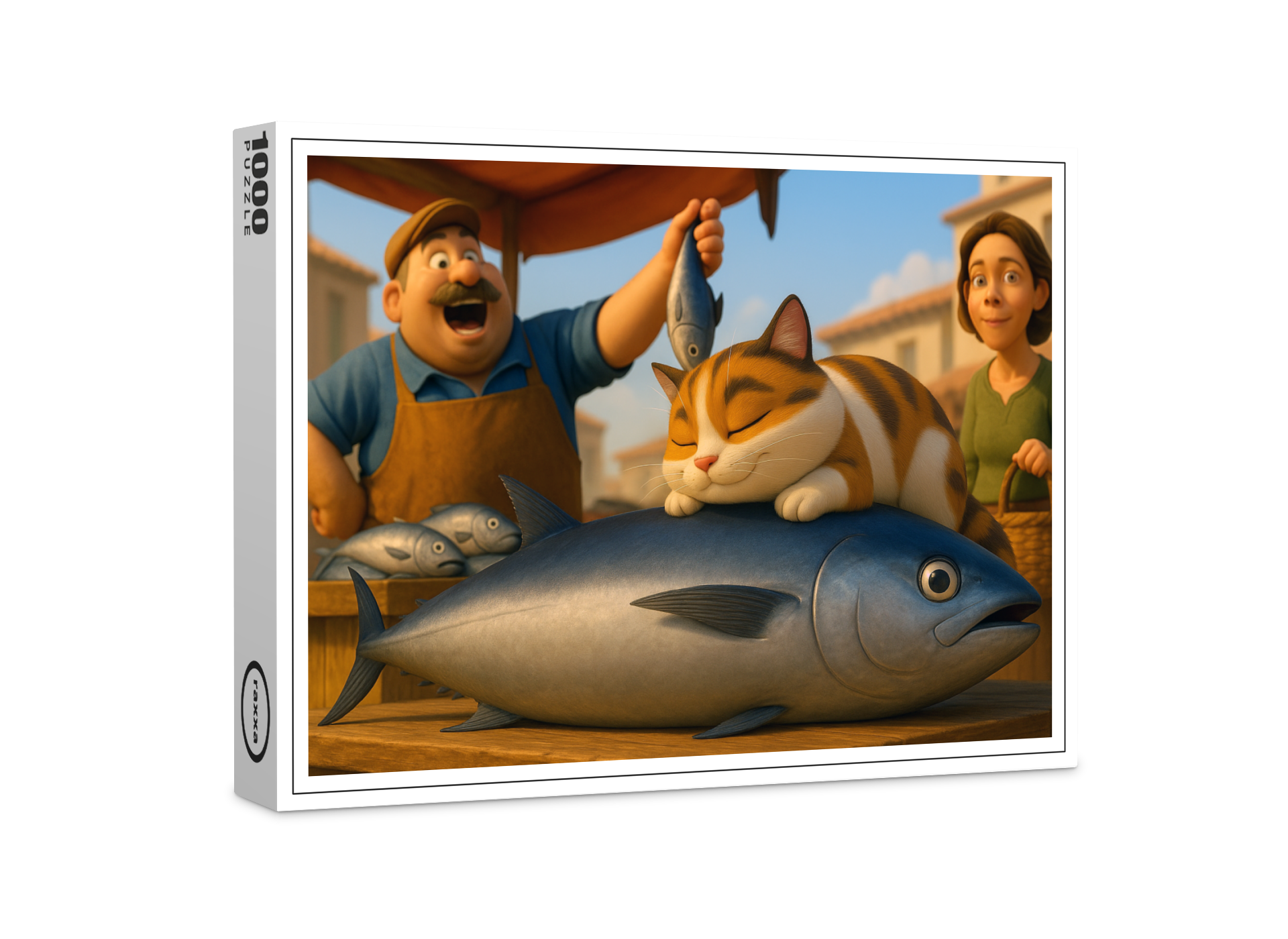raxxa Premium-Puzzle: MEIN Fisch. Wenn dem Kater der Fischmarkt gehört