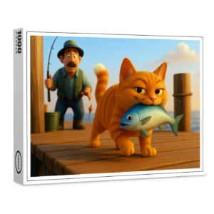 raxxa Premium-Puzzle: Diebischer Kater und Angler