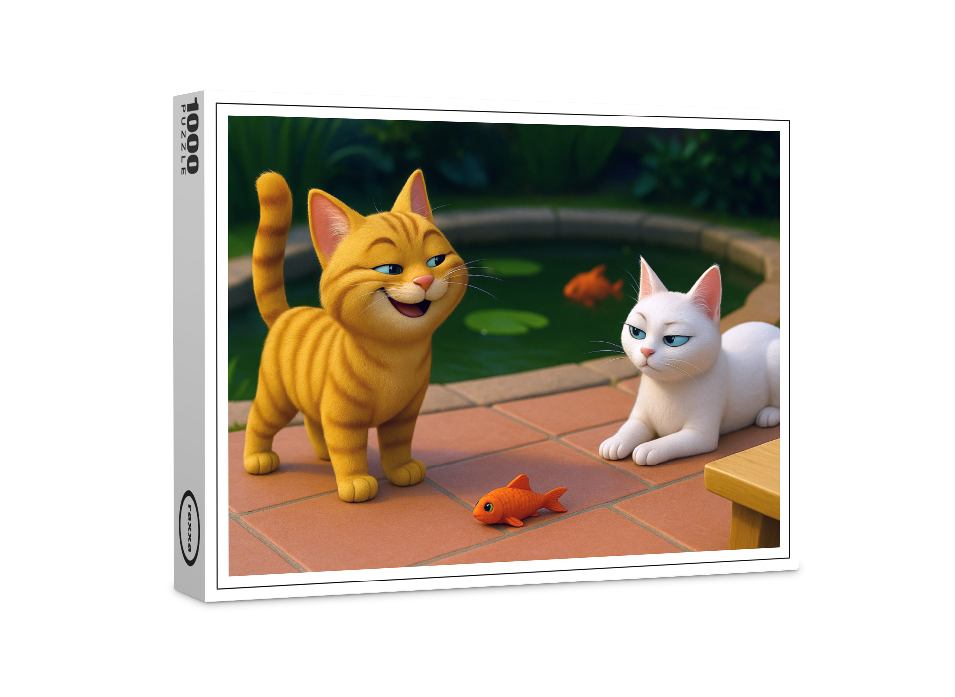 raxxa Premium-Puzzle: Ein Kater bringt seiner Auserwählten ein Geschenk. Sie ist nicht amüsiert