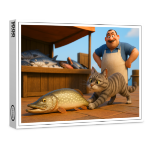 raxxa Premium-Puzzle: Dieser Fisch gehört mir - Katze mit Hecht