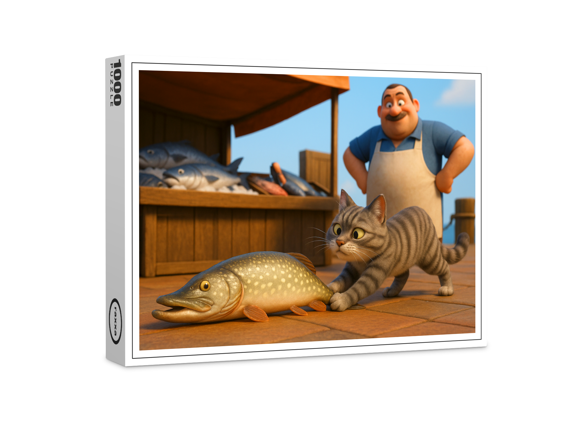 raxxa Premium-Puzzle: Dieser Fisch gehört mir - Katze mit Hecht