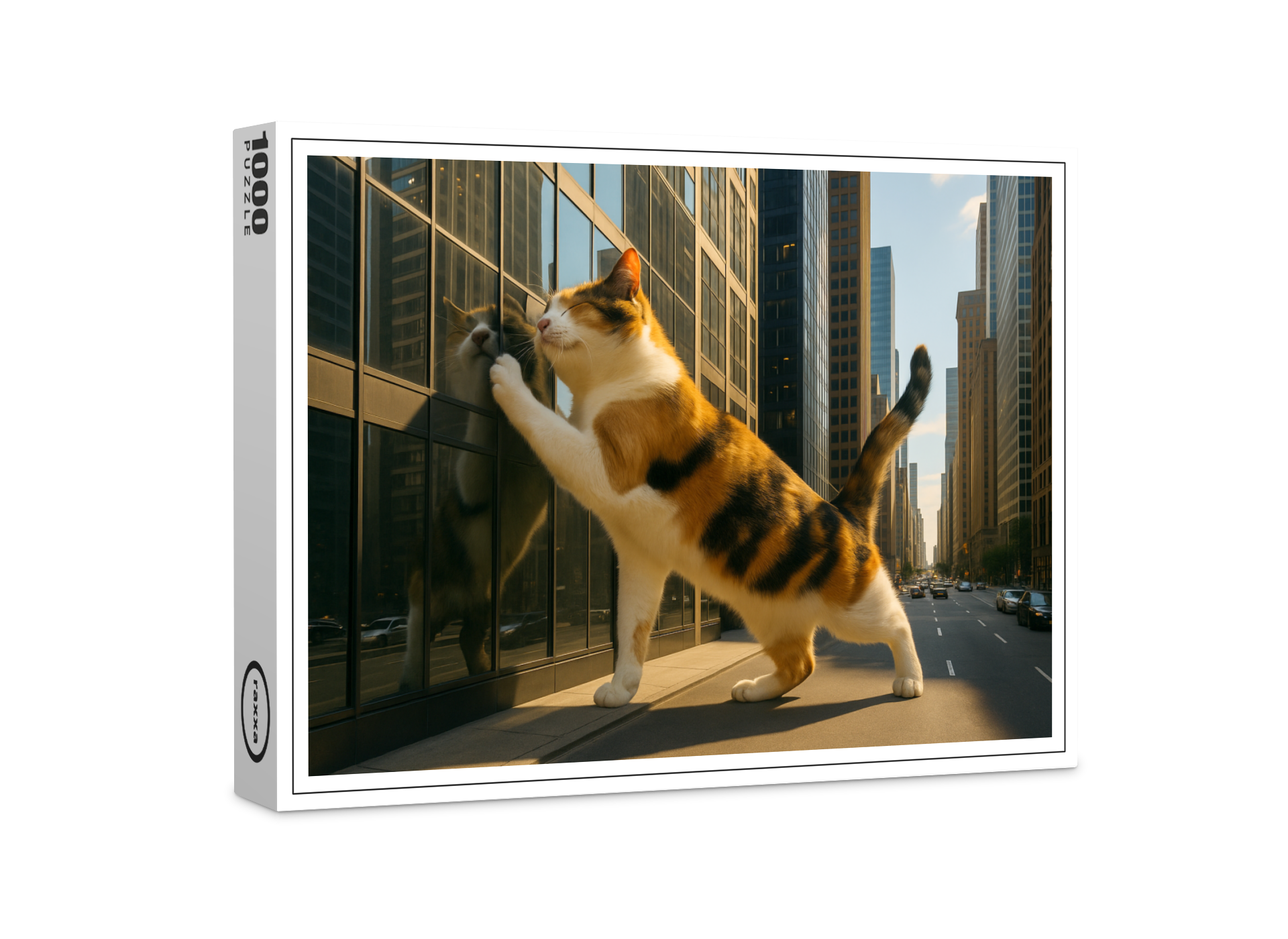 raxxa Premium-Puzzle: Mein liebstes Spiegelbild - Katze mit Fenster