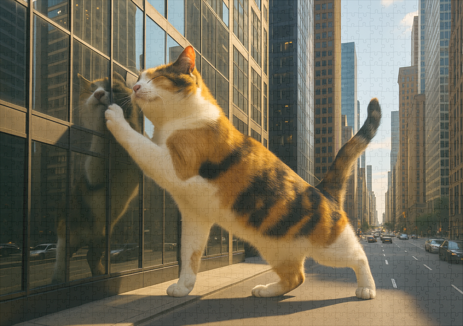 raxxa Premium-Puzzle: Mein liebstes Spiegelbild - Katze mit Fenster - Imagen 2