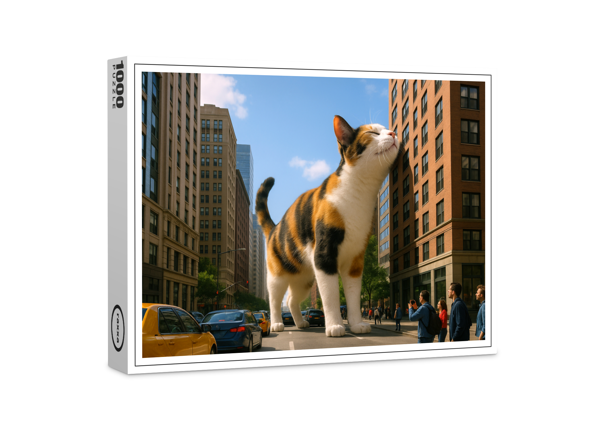 raxxa Premium-Puzzle: Mein liebstes Gebäude - Katze mit Hochhaus