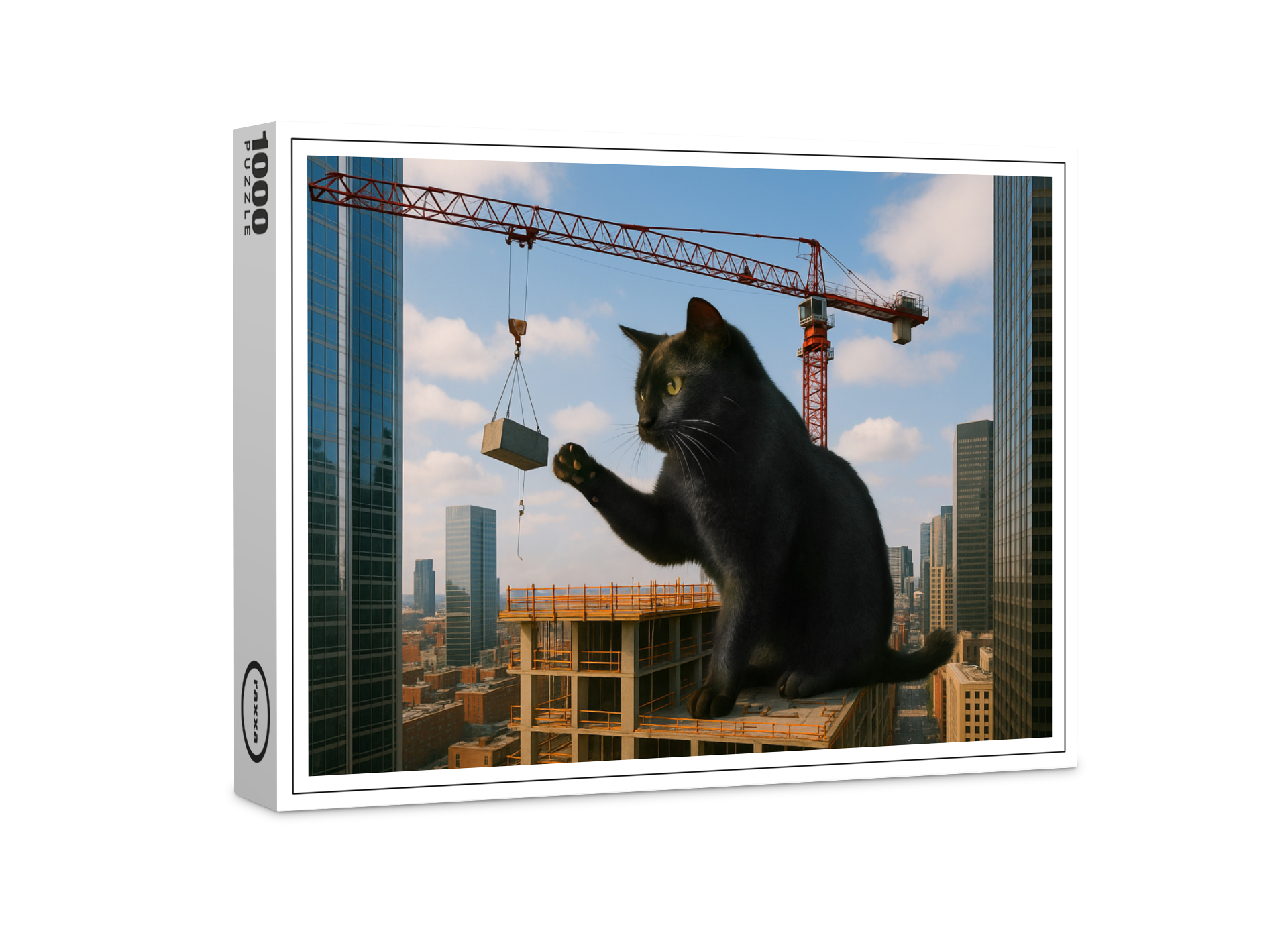 raxxa Premium-Puzzle: Lustig, es bewegt sich - Kater mit Krahn